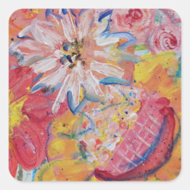 Farbige Sonnen von Lydia's Art Sangria Quadratischer Aufkleber