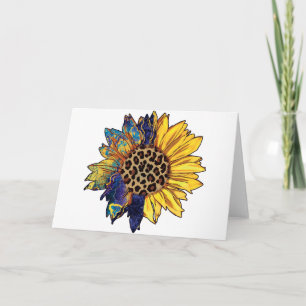 Farbige Sonnenblumen-Blanko  Karte