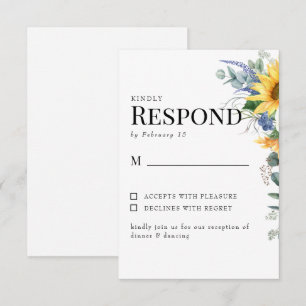 Farbige Sonnenblumen-Blumen-Hochzeits-RSVP RSVP Karte