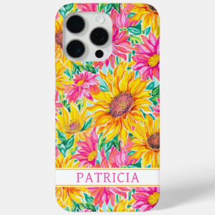 Farbige Sonnenblumen-Malerei mit Monogramm Case-Mate iPhone Hülle
