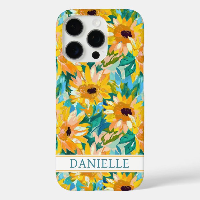 Farbige Sonnenblumen-Malerei monogrammiert Case-Mate iPhone Hülle (Rückseite)