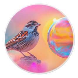 Farbige Sparrow und Regenbogenblase Keramikknauf