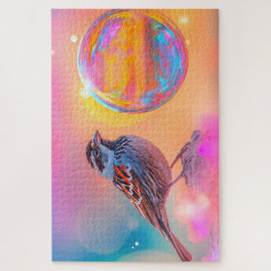 Farbige Sparrow und Regenbogenblase Puzzle