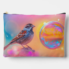 Farbige Sparrow und Regenbogenblase Zubehörtasche
