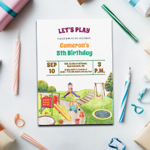 Farbige Spielplatz-Party 5. Geburtstagseinladung Einladung