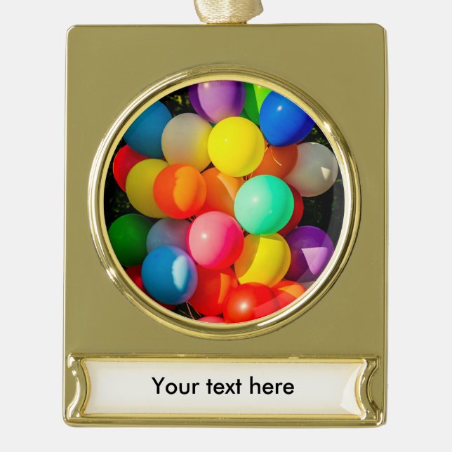 Farbige Spielzeugballoons Banner-Ornament Gold (Vorderseite)