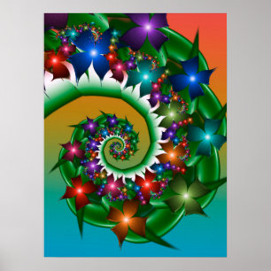 Farbige Spinning-Blume Poster