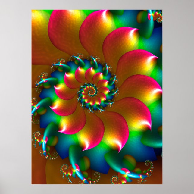 Farbige Spiralfraktal-Design Poster (Vorne)