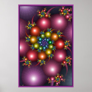 Farbige Spiralfraktale Poster