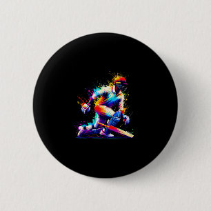 Farbige Splash Art Cricketspieler Tsman Cricket Bo Button