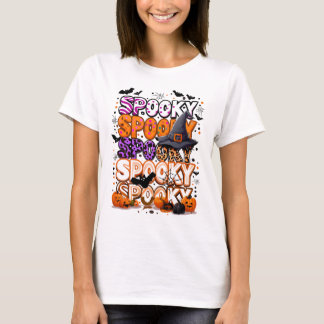 Farbige, spöttische Halloween-Buchstaben T-Shirt