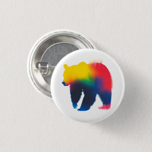 Farbige Spray-Paint-Bären-Silhouette Button