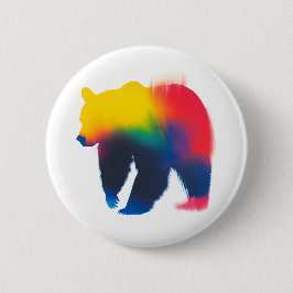Farbige Spray-Paint-Bären-Silhouette Button