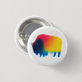 Farbige Spray-Paint-Bison-Silhouette Button
