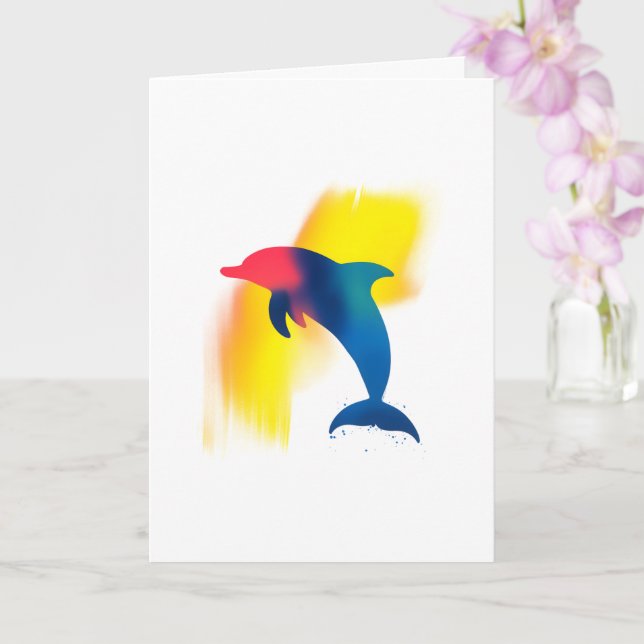 Farbige Spray Paint Dolphin Silhouette Karte (Orchidee)