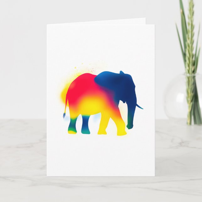 Farbige Spray Paint Elephant Silhouette Karte (Vorderseite)