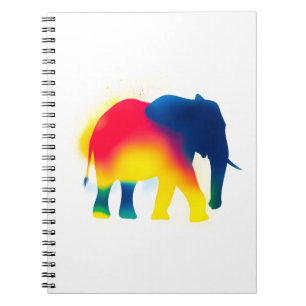 Farbige Spray Paint Elephant Silhouette Notizblock