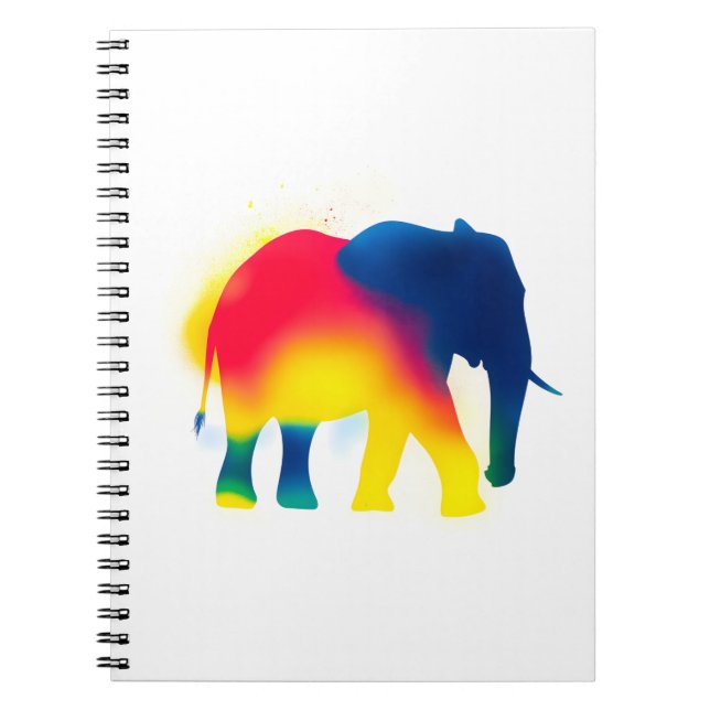 Farbige Spray Paint Elephant Silhouette Notizblock (Vorderseite)