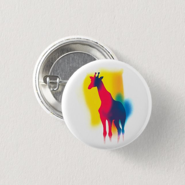 Farbige Spray Paint Giraffe Rundtaste Button (Vorne & Hinten)