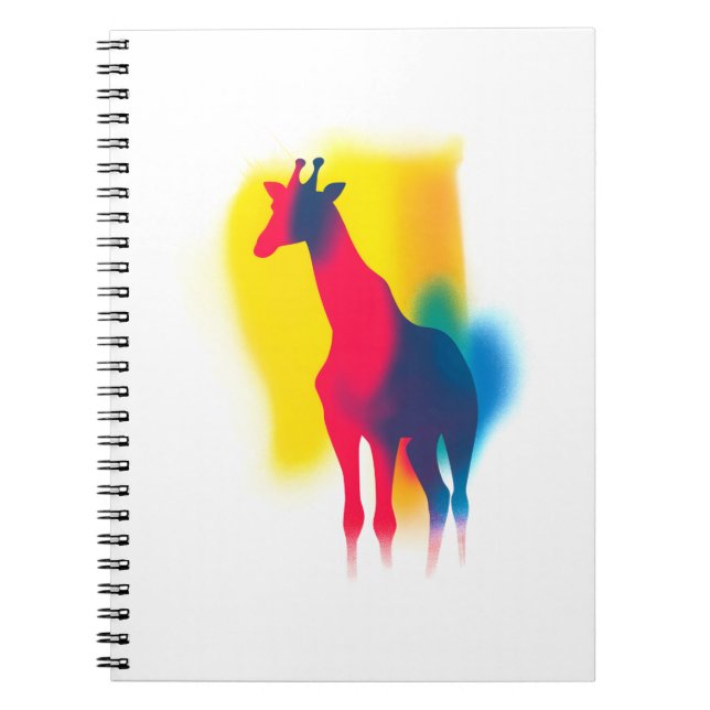 Farbige Spray Paint Giraffe Silhouette Notizblock (Vorderseite)