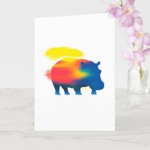 Farbige Spray Paint Hippopotamus Silhouette Card Karte