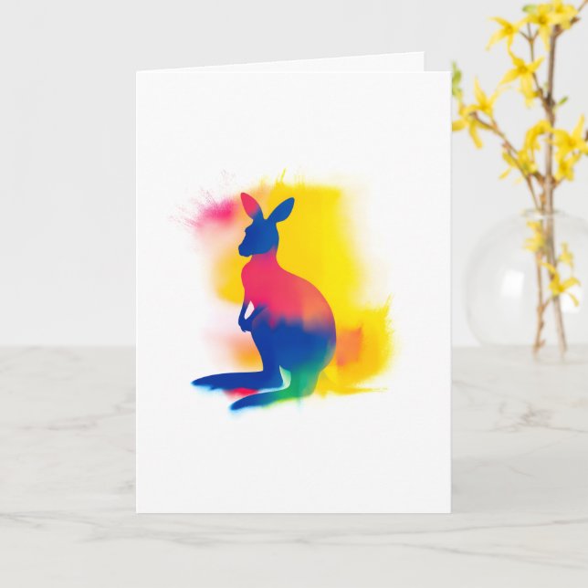Farbige Spray Paint Kangaroo Silhouette Karte (Gelbe Blume)