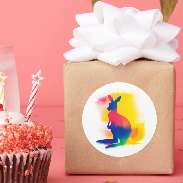 Farbige Spray Paint Kangaroo Silhouette Stickers (Party)