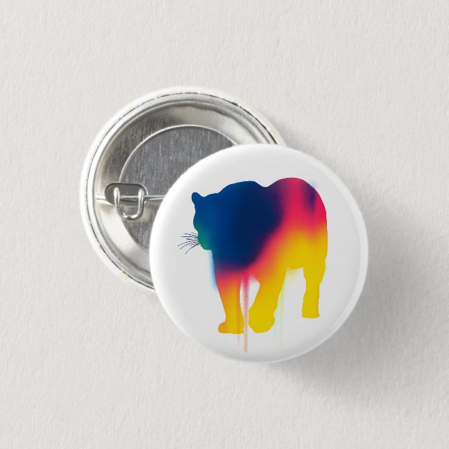 Farbige Spray Paint Leopard Silhouette Button (Vorne & Hinten)
