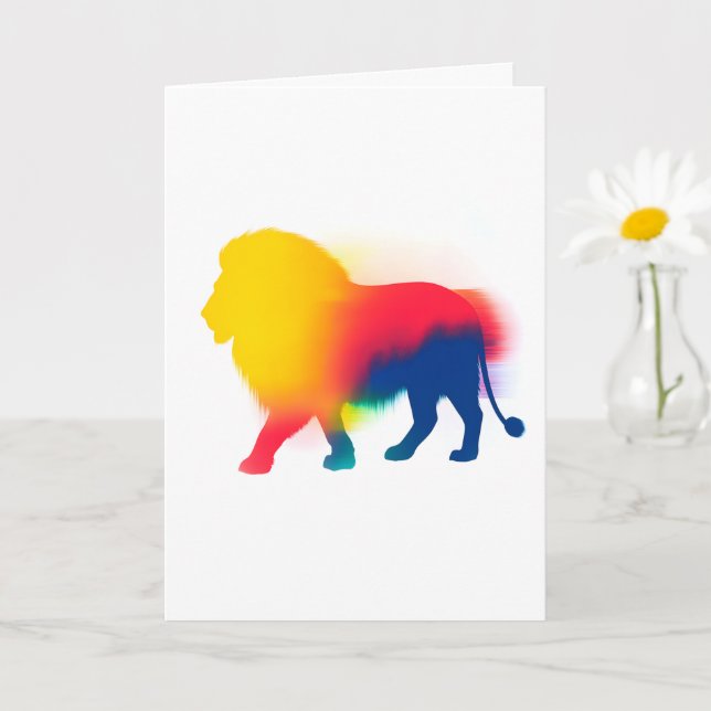 Farbige Spray Paint Lion Silhouette Karte (Kleine Pflanze)