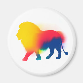 Farbige Spray Paint Lion Silhouette Magnet