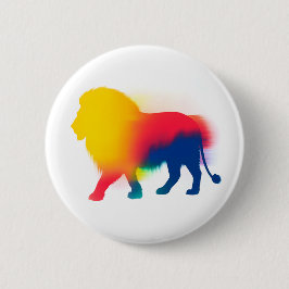 Farbige Spray Paint Lion Silhouette Rundtaste Button