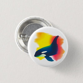 Farbige Spray Paint Orca Silhouette Round Button