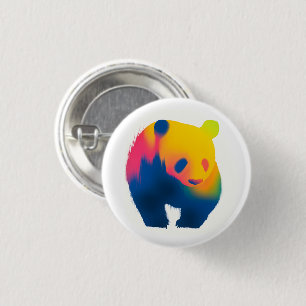 Farbige Spray Paint Panda Silhouette Round Button