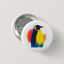 Farbige Spray Paint Pinguin Round Button