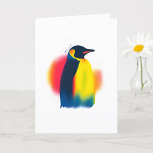 Farbige Spray Paint Pinguin Silhouette Karte