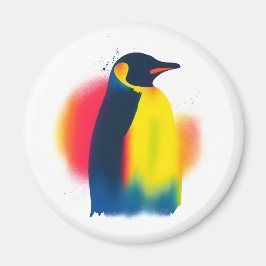 Farbige Spray Paint Pinguin Silhouette rund um die Magnet