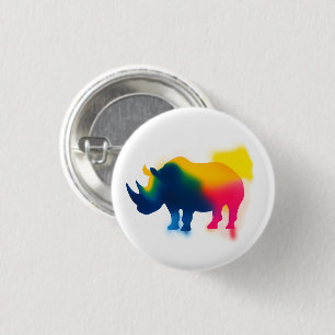 Farbige Spray Paint Rhinoceros Round Button