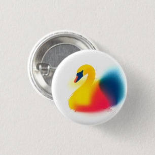 Farbige Spray Paint Swan Silhouette Round Button