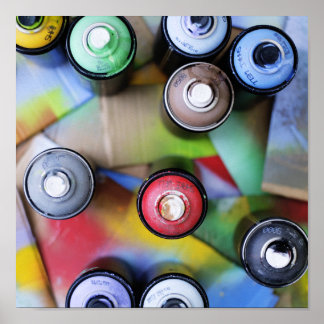 Farbige Spraycans Poster