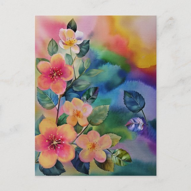 Farbige Springbrasse mit Blume Postkarte (Vorderseite)