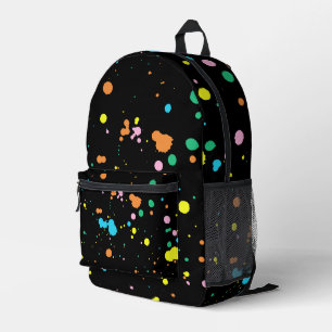Farbige Spritzer auf schwarz Bedruckter Rucksack