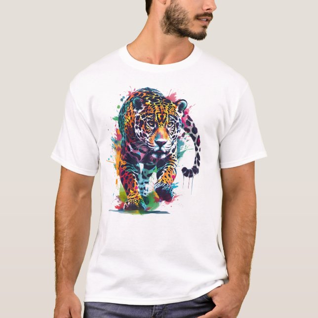 Farbige Spritzer Leopard T - Shirt (Vorderseite)