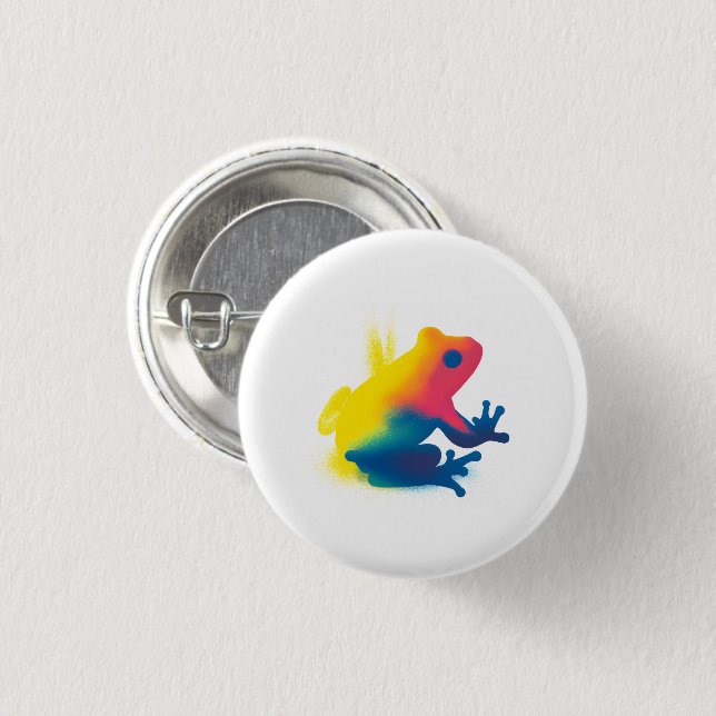 Farbige Spritzpaint Frog Silhouette Rundtaste Button (Vorne & Hinten)