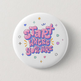 Farbige Sprüchezitate in Blasenlettern Button