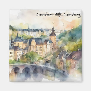 Farbige Stadt Luxemburg Aquarellmalerei  Magnet