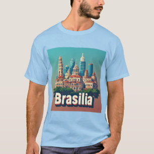 Farbige Stadtansicht von Brasília mit modernistisc T-Shirt