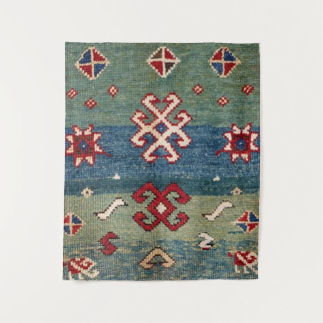 Farbige Stahlblau hellgrün  Wandteppich (Vorderseite)