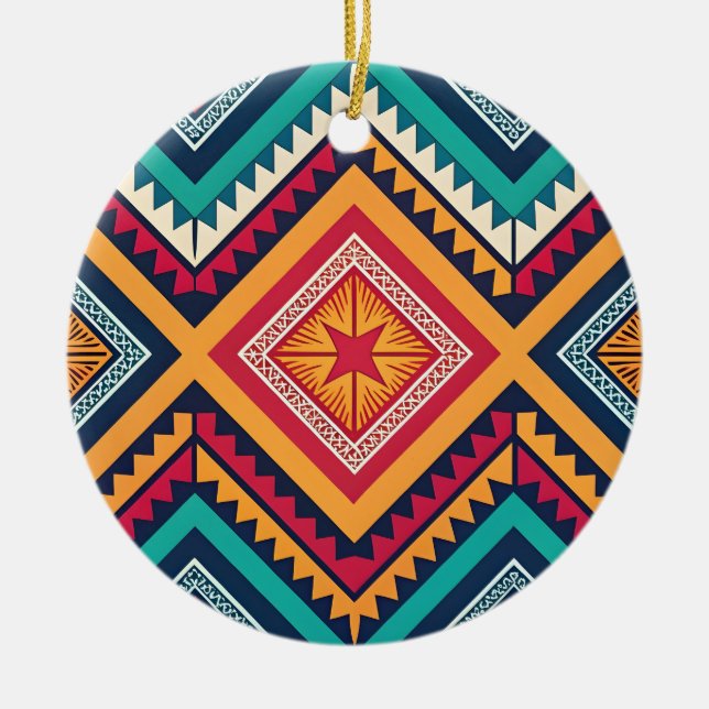 Farbige Stammesmuster Keramik Ornament (Vorne)