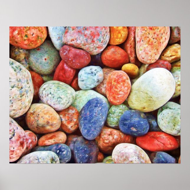 Farbige Steine - River Rocks Painting Poster (Vorne)
