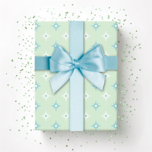 Farbige Sternchen in Grün und Aqua Geschenkpapier (Von Creator hochgeladen)